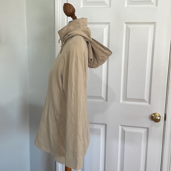 London fog trench coat rain removable hood zipper khaki tan women’s size small S - Picture 9 of 16